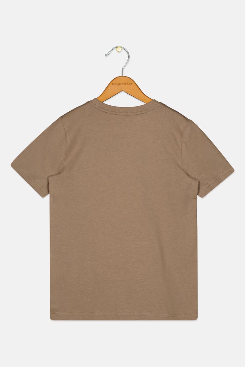 PUMA تي شيرت رياضي للأطفال الأولاد بأكمام قصيرة مناسب للخارج، بني - Image 2