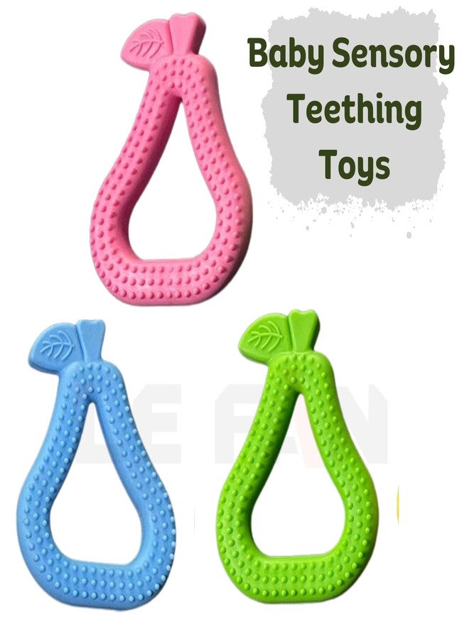 Lefan Infant Chewable Raised & Textured Surface For Soothing Non-Toxic Food-Grade Silicone Ring Shape Baby Teether Bpa-Free Pain-Relief Easy Teething 2+ Months Babies (Guava) - Image 3