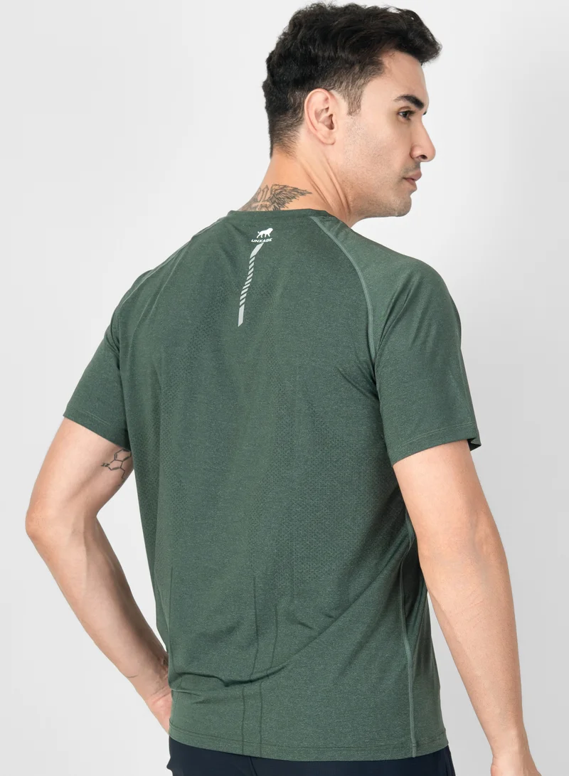 انكسيخ UNXAGE Contour Pro Gym T-Shirt for Men - Quick Dry Moisture Wicking Training Top | Nylon Spandex Structured Workout Shirt | Forest Marl