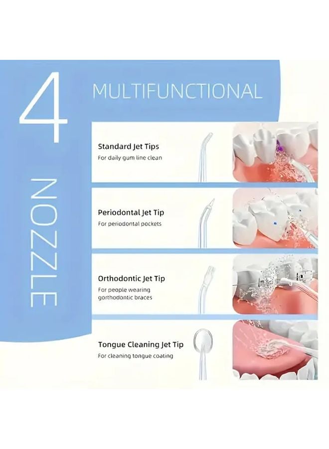 Pink Cordless Water Flosser 4 Nozzles USB Rechargeable Portable Oral Care - Image 5