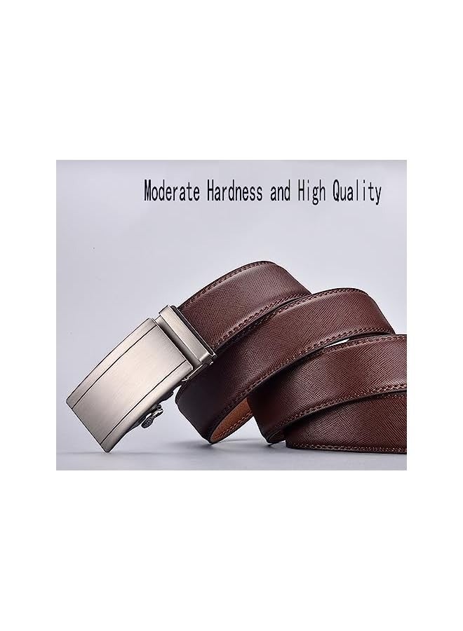 PROMASS Leather Belts for Men, Quick Release Ratchet Belts, Adjustable Comfort Click Belts, Automatic Buckle Leather Ratchet Belt for Jeans Pants Golf Trousers (1.37" * 51.2" Gift Box) - Image 2