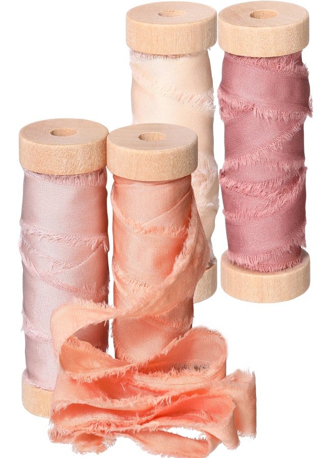 Mindsoft 20 Yard Satin Ribbons Irregular Handmade Frayed Ribbons with Wooden Spool Handmade Fringe Craft Ribbon for Gift Wrapping Baby Shower Wedding Bridal Bouquets Holiday Decoration (Colorful) - Image 1