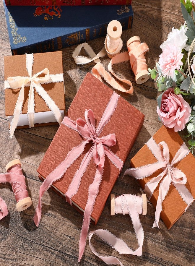 Mindsoft 20 Yard Satin Ribbons Irregular Handmade Frayed Ribbons with Wooden Spool Handmade Fringe Craft Ribbon for Gift Wrapping Baby Shower Wedding Bridal Bouquets Holiday Decoration (Colorful) - Image 5