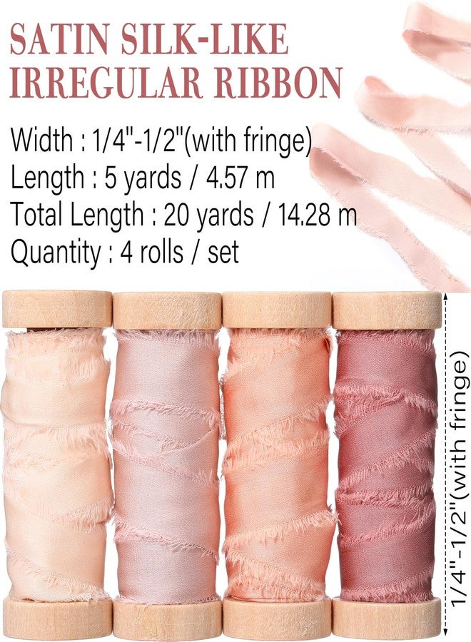 Mindsoft 20 Yard Satin Ribbons Irregular Handmade Frayed Ribbons with Wooden Spool Handmade Fringe Craft Ribbon for Gift Wrapping Baby Shower Wedding Bridal Bouquets Holiday Decoration (Colorful) - Image 2