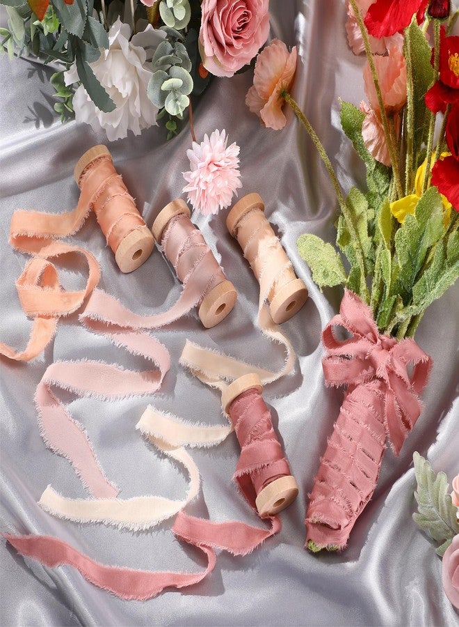 Mindsoft 20 Yard Satin Ribbons Irregular Handmade Frayed Ribbons with Wooden Spool Handmade Fringe Craft Ribbon for Gift Wrapping Baby Shower Wedding Bridal Bouquets Holiday Decoration (Colorful) - Image 4