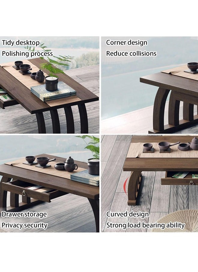 Raffine - 1-Piece Japanese Low Table Floor Tea Table Altar Table for Meditation Wooden Coffee Table Writing Desk Suitable for Living Room Dining Room Home Decoration 60x37x31 cm - Image 1