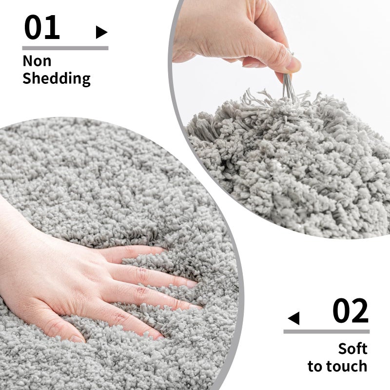 Disolla Grey Bathroom Rug 17x24 - Non-Slip Plush Small Bath Mat, Highly Absorbent & Ultra Soft Fluffy Floor Mat, Machine Washable for Shower and Tub - Image 4