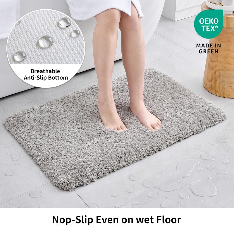 Disolla Grey Bathroom Rug 17x24 - Non-Slip Plush Small Bath Mat, Highly Absorbent & Ultra Soft Fluffy Floor Mat, Machine Washable for Shower and Tub - Image 3