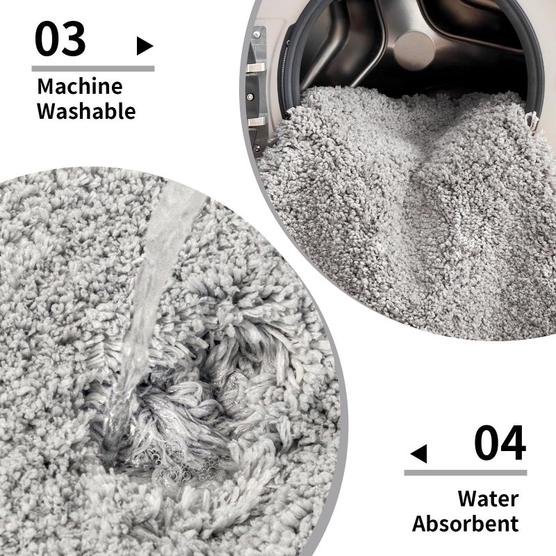 Disolla Grey Bathroom Rug 17x24 - Non-Slip Plush Small Bath Mat, Highly Absorbent & Ultra Soft Fluffy Floor Mat, Machine Washable for Shower and Tub - Image 5