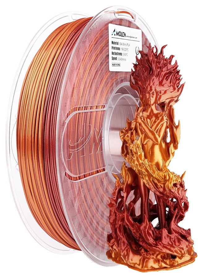 AMOLEN PLA Filament 1.75mm, Silk Gold and Shiny Red 3D Printer Filament, 1KG - Image 1