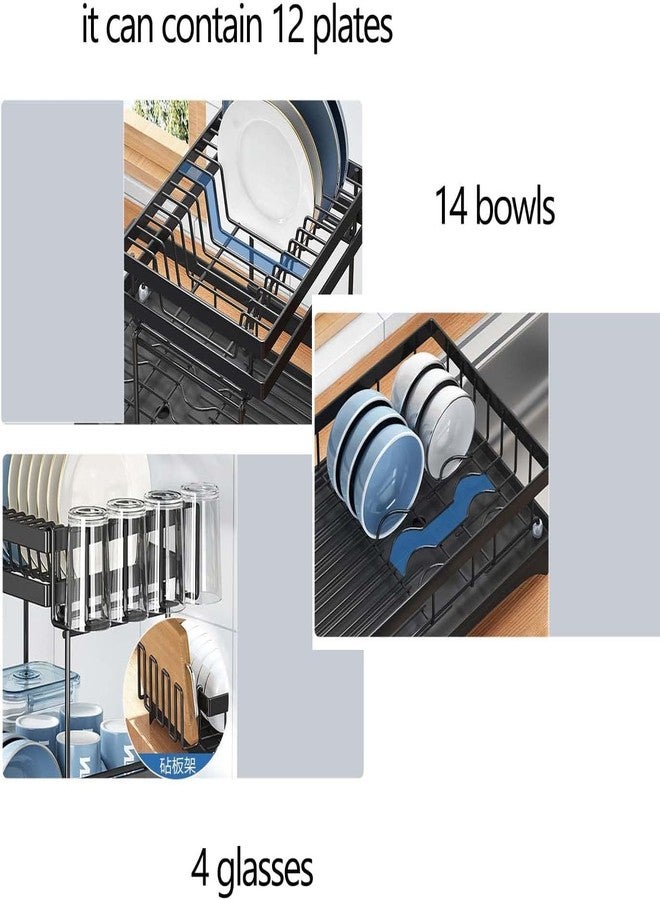 Earwig Large Dish Drainer Rack with Swivel Drainage Spout,2 Tier Detachable Dish Drying Rack with Utensils Holder and Draining Board,Kitchen Counter Sink Organizer. - Image 3