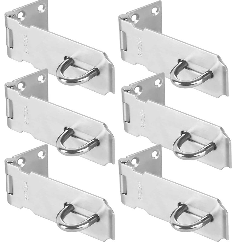 KINJOEK 6 PCS 5 Inch Door Hasp Latch, KINJOEK Stainless Steel Padlock Hasp, 2mm Extra Thick Security Door Clasp for Push Sliding Barn - Image 1