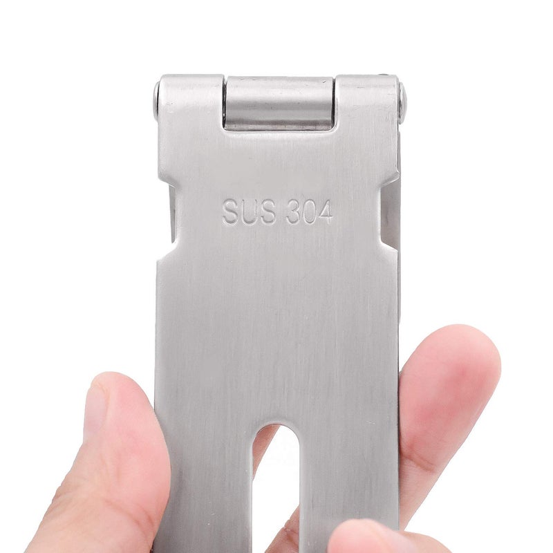 KINJOEK 6 PCS 5 Inch Door Hasp Latch, KINJOEK Stainless Steel Padlock Hasp, 2mm Extra Thick Security Door Clasp for Push Sliding Barn - Image 4