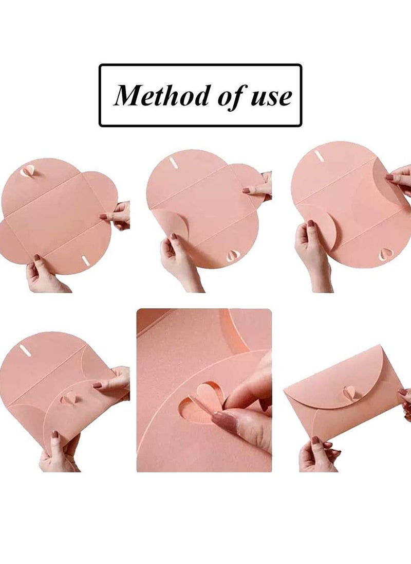 Y&D Mini Envelopes Two Colors 20 Pieces, Pearlescent Paper, Creative Vintage Cute Heart Buckle for Wedding, Birthday, Party Gift Cards (Pink, Green)  - Image 2