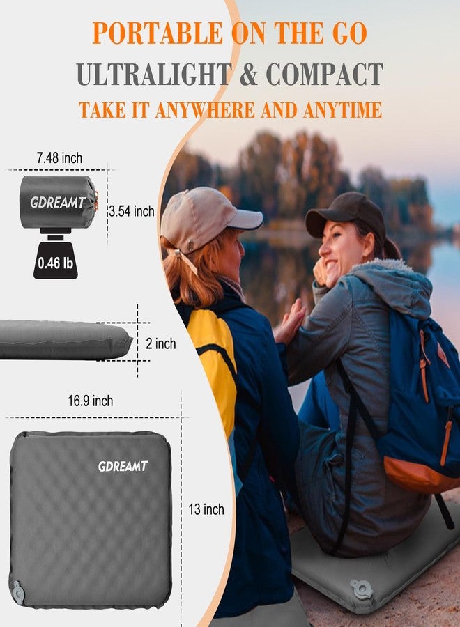 GDREAMT Inflatable Seat Cushion, Self-Inflating Memory Foam Stadium Seats Cushion Portable Camping Air-Foam Sitting Pad for Travel Airplane Car Bleachers Backpacking Office, Lightweight & Compact - Image 2