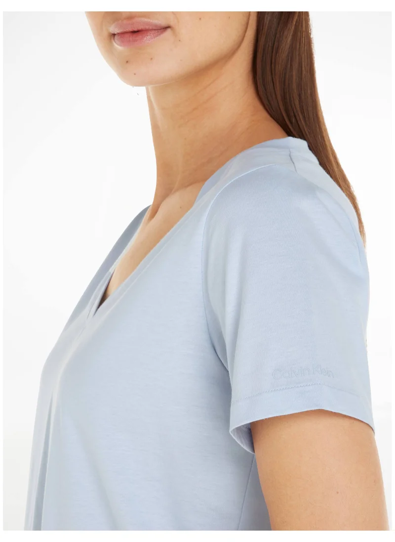CALVIN KLEIN Women's V-Neck T-Shirt - Cotton, Blue