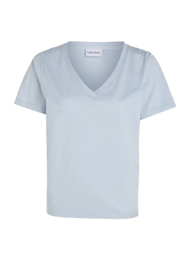 CALVIN KLEIN Women's V-Neck T-Shirt - Cotton, Blue