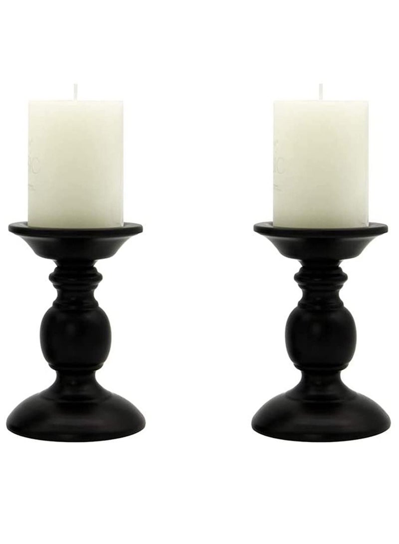 Excefore Candle Holders, Pillar Candle Holders Centerpieces for Table, Black Retro Metal Candle Holder Candlesticks Decor - Image 1