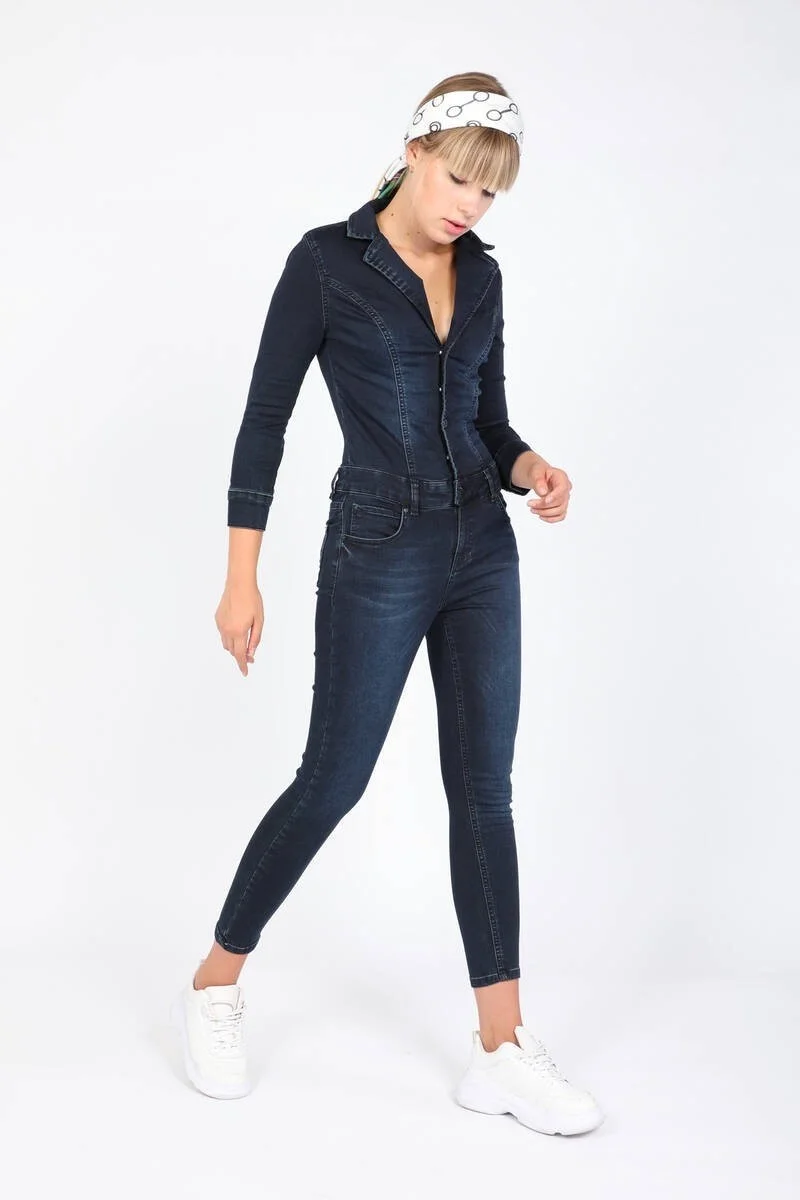 باني جينز Women's Dark Navy Blue Jeans Overalls