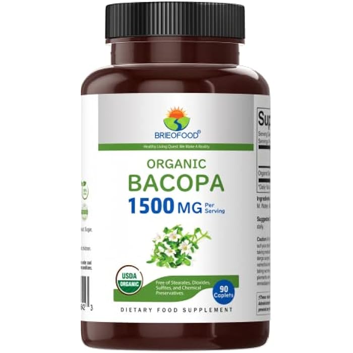Brieofood Organic Bacopa 1500mg, 45 Servings, Vegetarian, Gluten Free, 90 Vegetarian Tablets… - Image 2