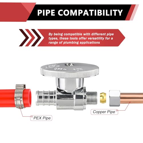 EFIELD (Pack of 2) EFIELD 1/4 Turn Straight Stop Valve 3/8" OD Compression X 1/2" Pex Chrome Plated Brass,(VALVE085) - Image 4