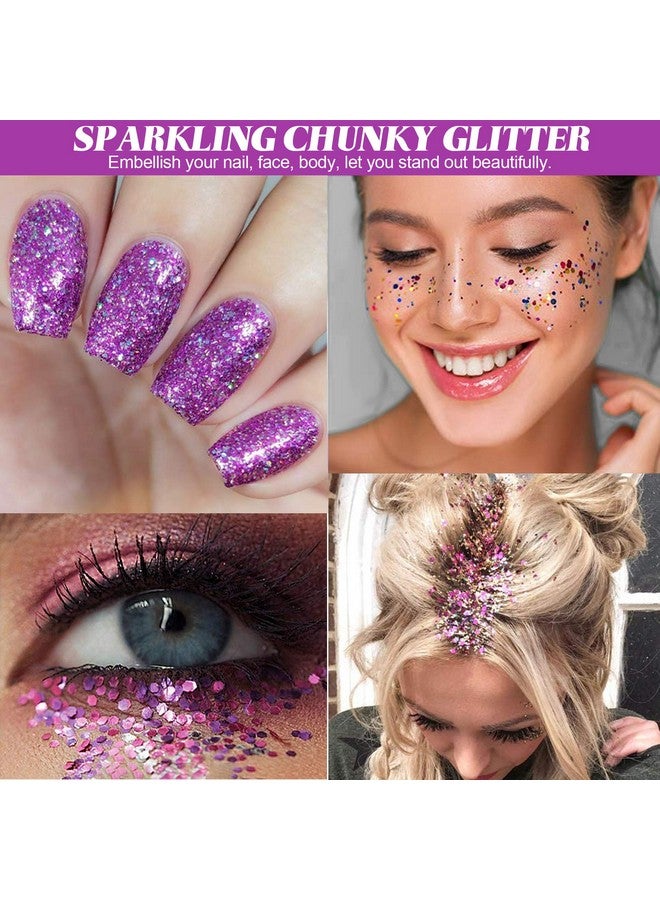 HEMOER Holographic Chunky Glitter, 12 Colors Sparkle Sequins, Cosmetic Craft Set for Epoxy Resin, Body, Face, Nail, Slime, Wedding Festival Party Decoration - 0.42oz Each Bottle - Image 4