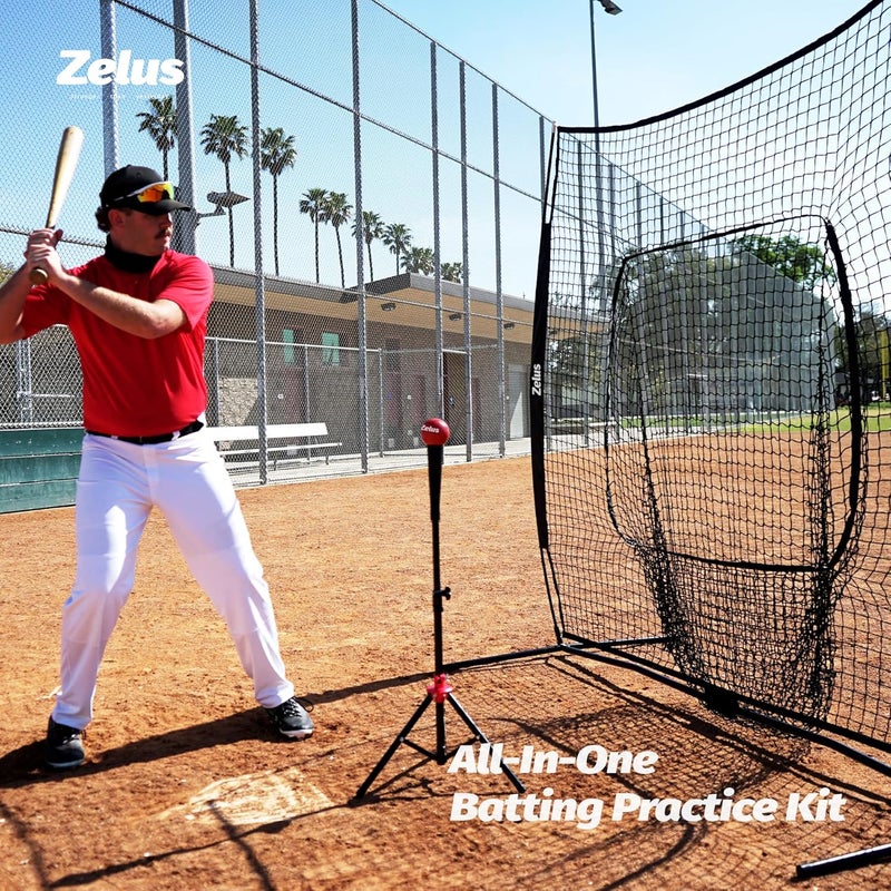 ZELUS 7x7ft Baseball Net, Baseball Softball Practice Net with Tee, Baseballs and Carry Bag for Batting Hitting and Pitching - Image 2