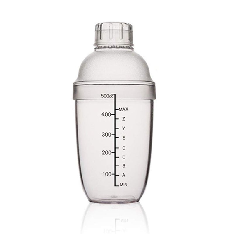 FEOOWV Plastic Cocktail Shaker,Drink Mixer Hand Shaker Cup with Scales,Transparent (1, 17 oz / 500cc) - Image 1