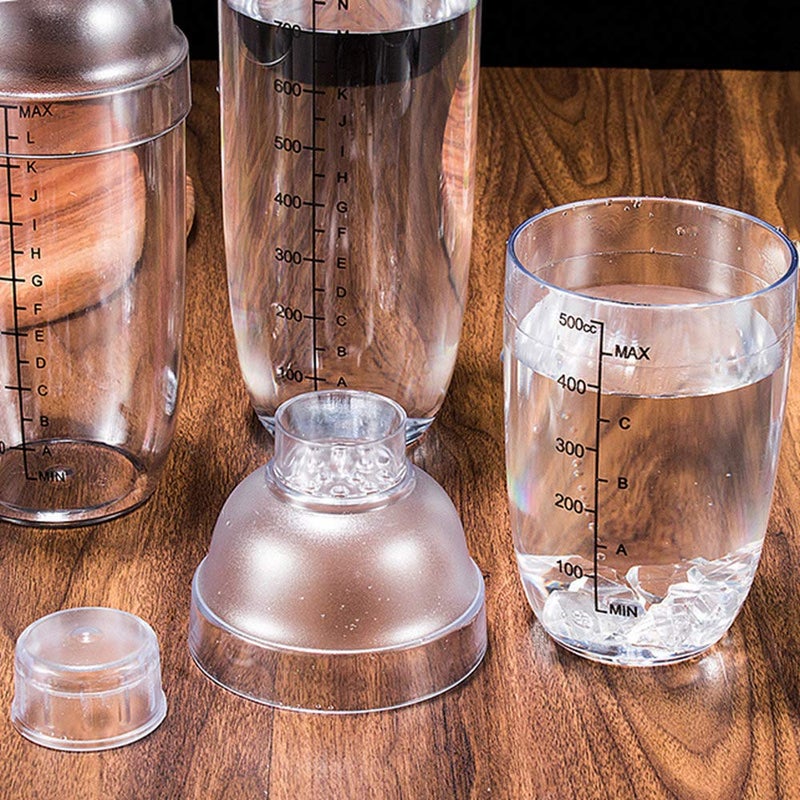 FEOOWV Plastic Cocktail Shaker,Drink Mixer Hand Shaker Cup with Scales,Transparent (1, 17 oz / 500cc) - Image 5