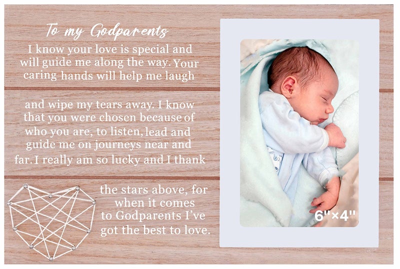 NZY Mothers Day Gift Father's Day Gift-Godparents Appreciation Gift-Godmother Gift Godfather Gift-Baptism Gift Birthday Gift Christmas Gift-Wood Photo Frame for 6''?4'' Photo-Picture Frame from Godchild - Image 1