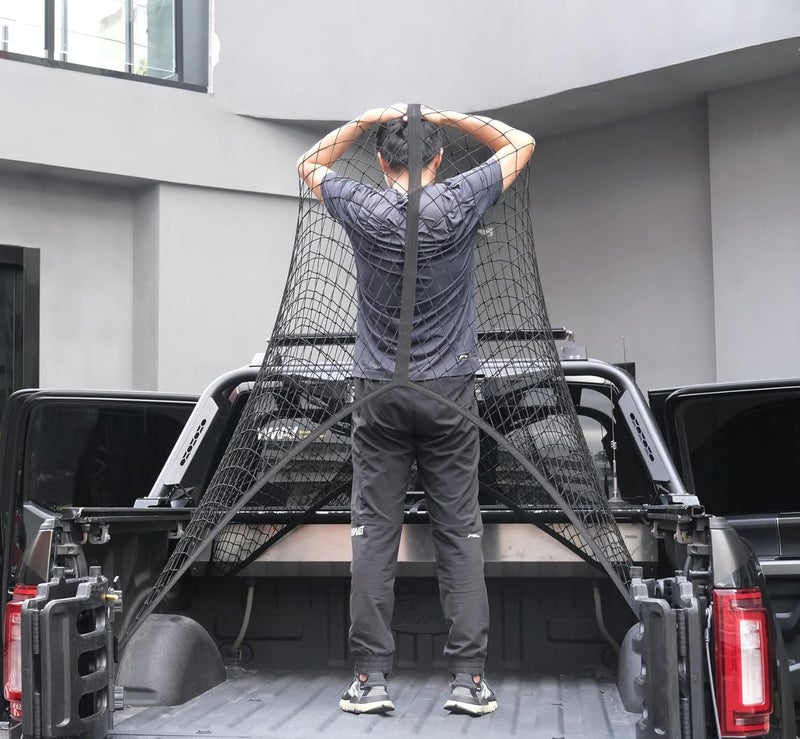 SENYAZON Highly Elastic Cargo Net, Simple Truck Bed Cargo Mesh Organizer, Suitable for Daily Light Loads of Trucks, 4'x4' Stretches to 7'x7' (Single Layer) - Image 2