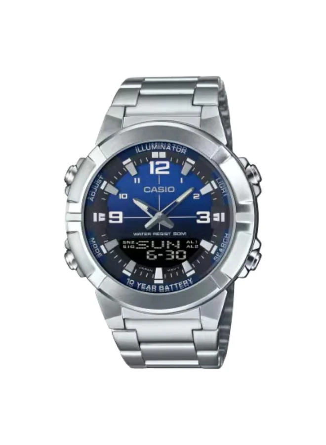 Casio Men's Analog-Digital Display Watch With Silver Stainless Steel Strap - AMW-870DA-2A1VDF