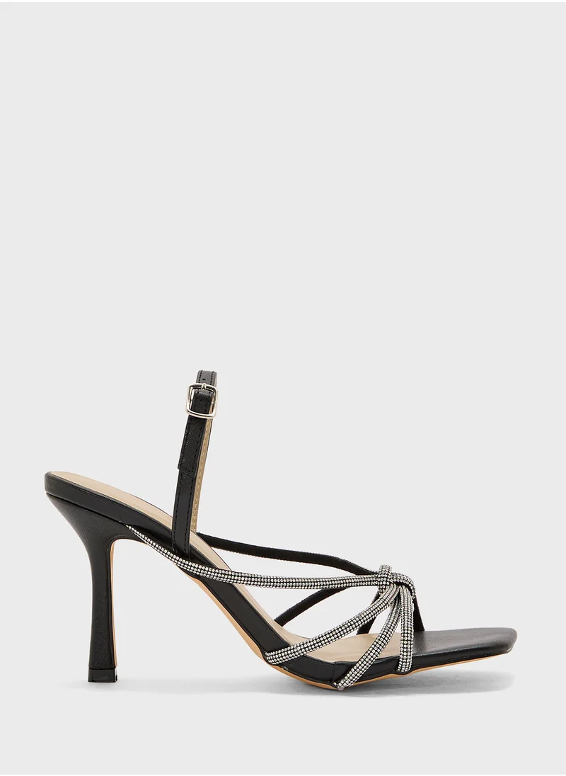 Truffle Stiletto Heel Knotted Diamond Sandal