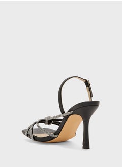 Truffle Stiletto Heel Knotted Diamond Sandal  - Image 3