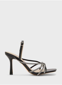 Truffle Stiletto Heel Knotted Diamond Sandal  - Image 1