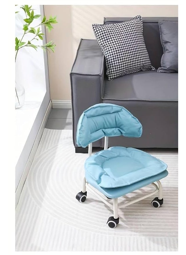 BLURISM BLURISM Modern Low Rolling Office Chair Low Rolling Chair for Kids Desk Low Rolling Office Chair for Short People Adjustable Low Rolling Desk Chair Modern Low Rolling Office Chair Sky Blue  - Image 3