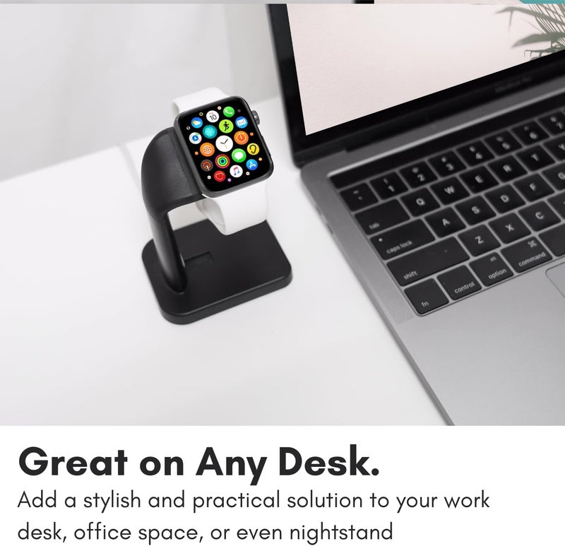 MACALLY Apple Watch Charger Stand for Series Ultra, 10, 9, 8, 7, 6, 5, 4, 3, 2, 1, SE (44mm, 42mm, 40mm, 38mm) - iWatch AppleWatch Stand Dock - Apple Watches Charging Station - Black - Image 4