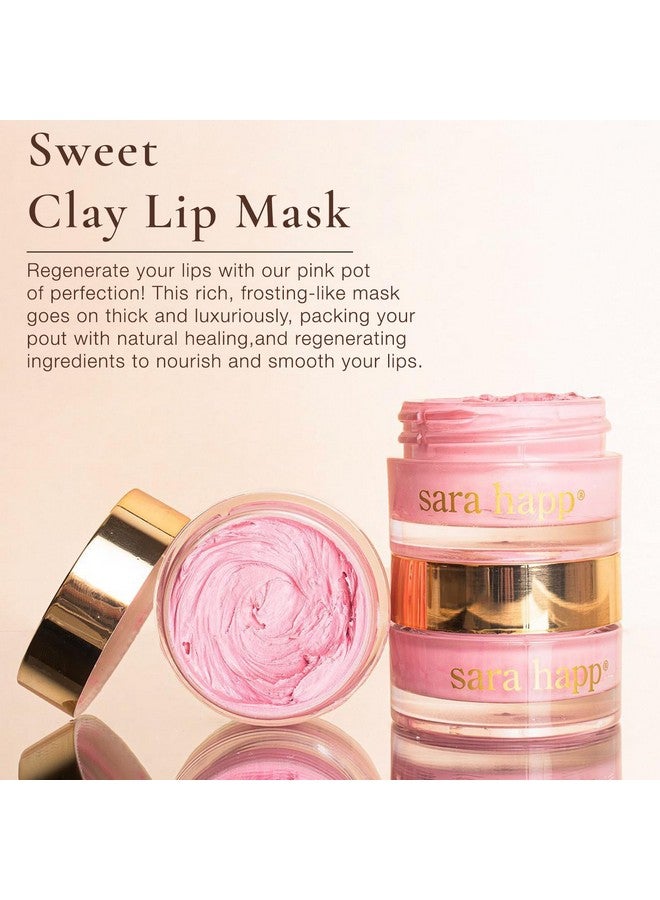 Sara Happ Pink Peppermint Lip Scrub & Sweet Clay Lip Mask Duo - Gently Exfoliates, Polishes, Revitalizes, Moisturizes, Rejuvenates, Conditions and Smooths Dry Lips, Vegan, 0.5 oz - Image 4