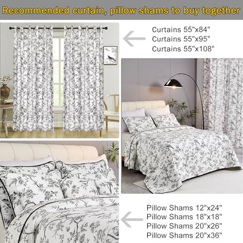 EVENHUG 100% Cotton Quilt Queen Size Black Bird Bedding Set Double Printing Lightweight Quilt Reversible Coverlet Bedspread with Pillow Shams All Seasons 3 Pieces (92"x96") - Image 5