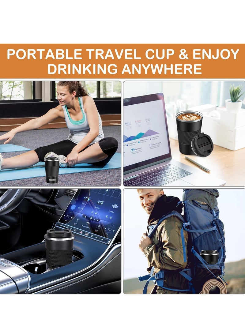 ROEIEIS Travel Mugs, Insulated Coffee Cup with Leakproof Lid - Reusable Coffee Cups Travel - Car Coffee Cup - Stainless Steel Coffee Mug for Hot and Cold Coffee Water and Tea (Black, 380 ml) - Image 5