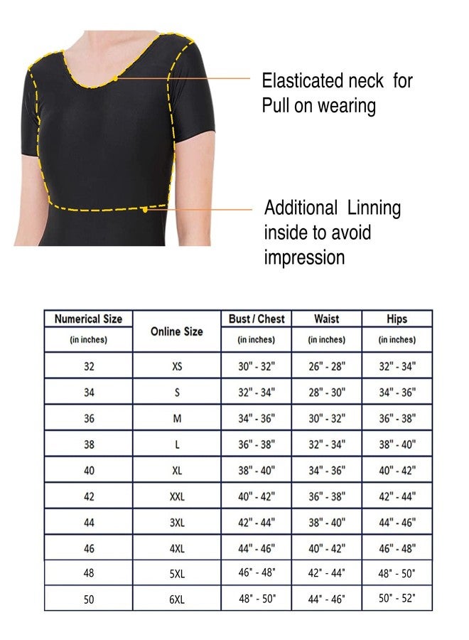 Trender One-Piece Non Paded Freely Women's Swimming Costume in Frock Style, Black Color [Half Sleeves - Half Length Style] - Image 4