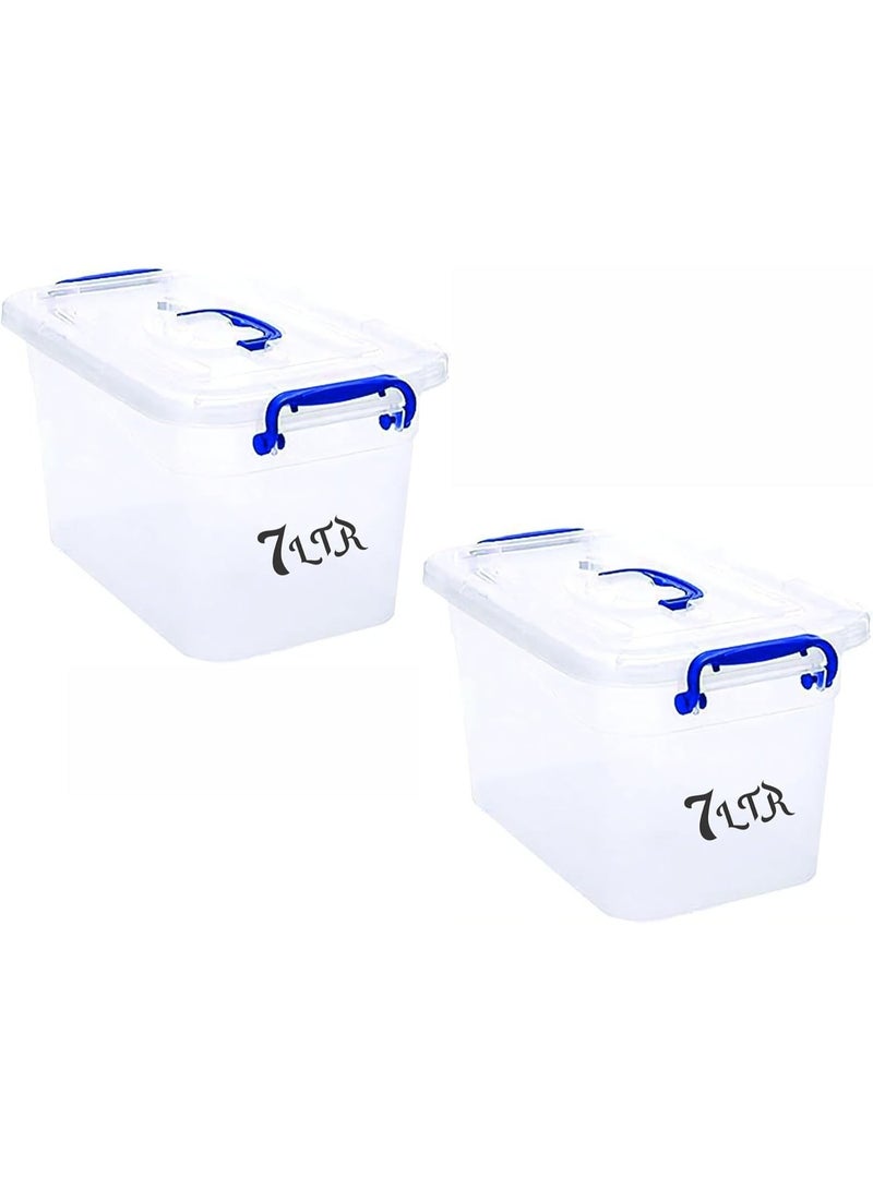 هيواري صندوق تخزين بلاستيكي من هاي وير، سعة 7 لتر، طقم من قطعتين مع غطاء قابل للقفل | صناديق تخزين بلاستيكية شفافة مع أغطية | منظم شفاف للملابس والألعاب والأدوات والفنون والحرف اليدوية | حاوية تخزين - Image 1