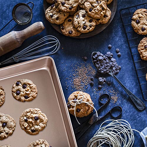 Lainrrew 2 Pack Baking Sheet Pans, Deep Size Baking Pan Nonstick Cookie Sheet Brownie Cake Pan Bread Pan Toaster Oven Tray Bakeware, 12.7x10.6x2.4 Inches, Easy Clean & Food Safe (12.7 x 10.6 x 2.4) - Image 5