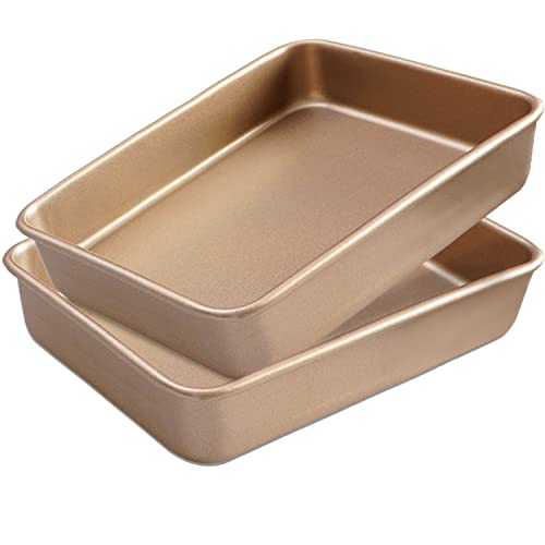 Lainrrew 2 Pack Baking Sheet Pans, Deep Size Baking Pan Nonstick Cookie Sheet Brownie Cake Pan Bread Pan Toaster Oven Tray Bakeware, 12.7x10.6x2.4 Inches, Easy Clean & Food Safe (12.7 x 10.6 x 2.4) - Image 1