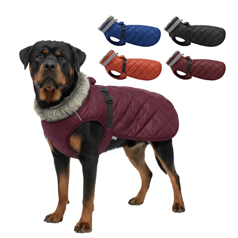 LUVMOJO XXXXL Dog Winter Coat for Giant Breeds, Heavy-Duty Warm Fleece Jacket for Extra Large Dogs, Waterproof Reflective Pet Clothes with Elastic Chest Band, Outdoor Cold Weather Outfit & Overalls - Image 1