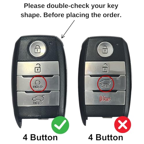KEYCEPT Metal Key Cover Compatible for Kia Seltos | Sonet | Carens 4 Button Smart Key with Keychain (Short Keychain). - Image 2