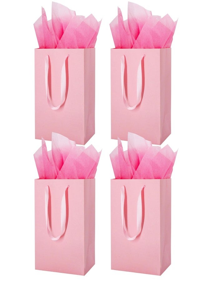 MOXARYSU 4 Pcs Medium Pink Gift Bags: 8x5x10 Inches Gift bags With Handles Party Favor Bags With 8 Tissue Paper For Kids Party,Birthday,Baby Shower,Wedding（Pink） - Image 1