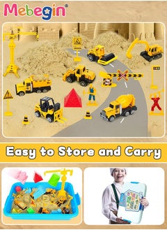 MEBEGIN Construction Sand Playset with Storage Box, Beach Sand Toys Kit with 2.2lbs Magic Sand, 6PCS Diecast Construction Trucks Toys, 12 Molds and Play Sand Tools, Creative Fun Sensory Toys, Suitable for Family Activities, Beach and Indoor Activities, Easy to Clean and Storage  - Image 4