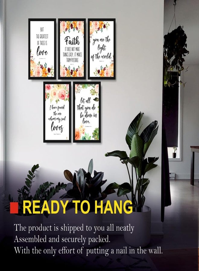 Printality Wood Bible Verse Wall Hanging Frames Combo Of 5 Frames Office Wall Décor Bible Quotes Christians Verse Rectangular Photo Frames Size Hanging Frame Black 15.2 x 25.4 cm - Image 3