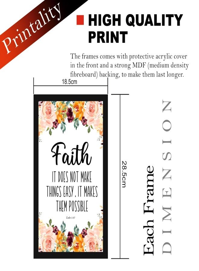 Printality Wood Bible Verse Wall Hanging Frames Combo Of 5 Frames Office Wall Décor Bible Quotes Christians Verse Rectangular Photo Frames Size Hanging Frame Black 15.2 x 25.4 cm - Image 2